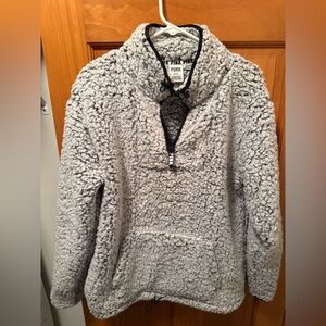 Victoria’s Secret PINK Grey 1/4 Zip Sherpa Sweater (Size M)
